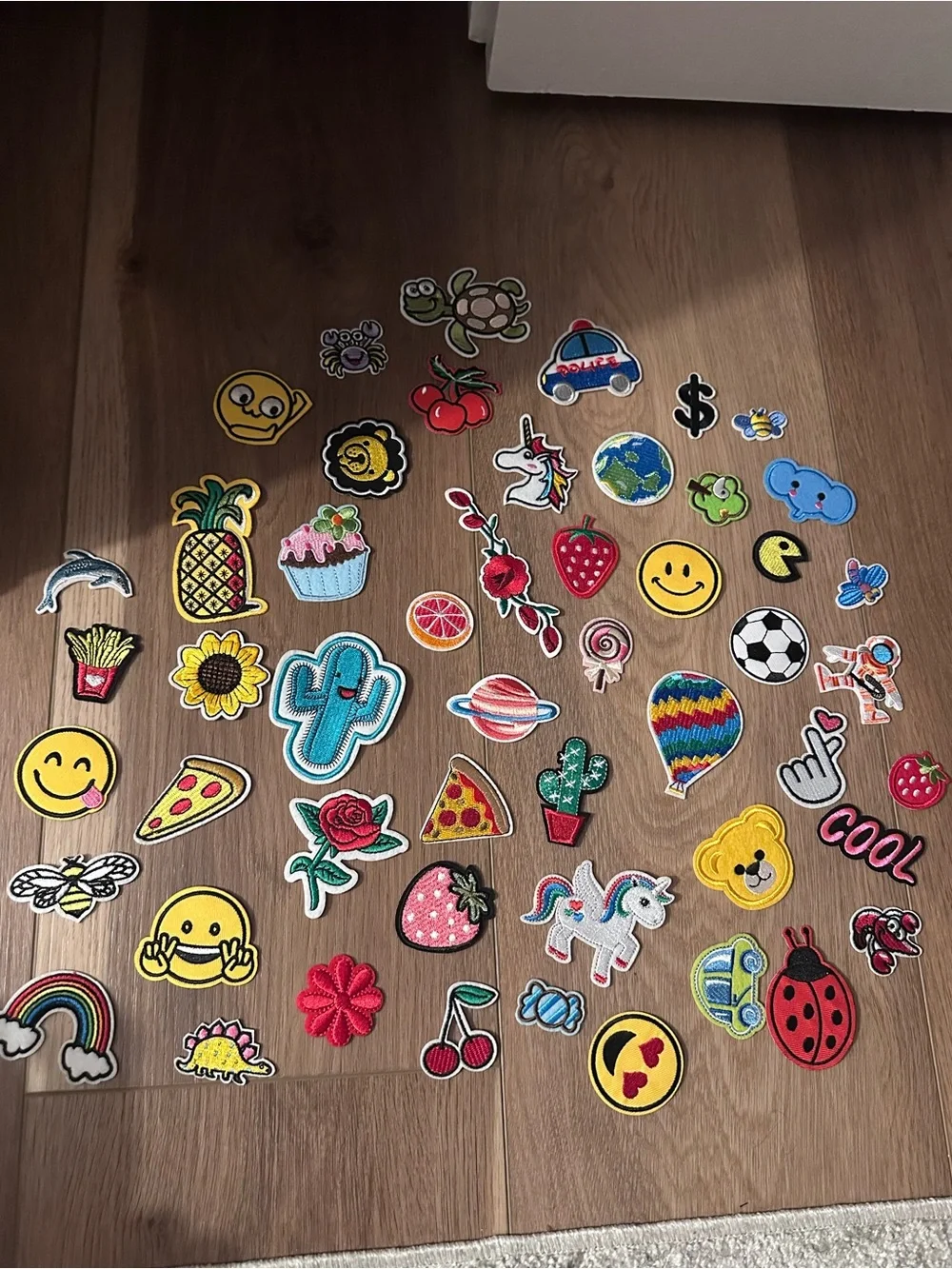 Assorted Iron-On Emoji and Decorative Patches - Colorful Mix